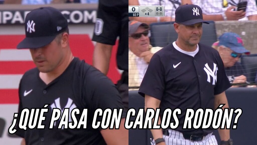 Carlos Rodón y Aaron Boone en juego de Yankees